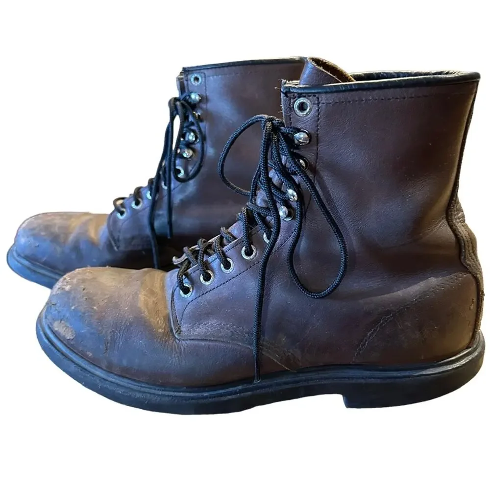 Red Wing Mens 12 Lace Up Boots Heavily Distressed Made in USA Brown Leather